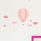 Wandsticker Set A4 - Heißluftballons Rosa