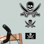 Wandsticker Set A4 - Piraten Flagge Totenkopf