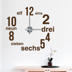 Wandtattoo Uhr - Moderner Zahlenmix