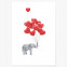 poster elefant mit roten herzchenluftballons