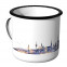 Emaille Tasse Skyline Mönchengladbach bei Nacht