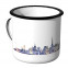 JUNIWORDS Emaille Tasse Skyline Rostock bei Nacht