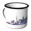 Emaille Tasse Skyline Frankfurt bei Nacht