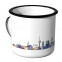 Emaille Tasse Skyline Karlsruhe bei Nacht