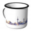 Emaille Tasse Skyline Essen bei Nacht