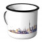 Emaille Tasse Skyline Dortmund bei Nacht