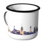 Emaille Tasse Skyline Augsburg bei Nacht