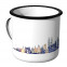 Emaille Tasse Skyline Barcelona bei Nacht