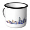 JUNIWORDS Emaille Tasse Skyline Leipzig bei Nacht