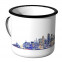 Emaille Tasse Skyline Boston bei Nacht