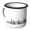 Emaille Tasse Skyline Kiel bei Nacht