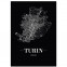 Stadtposter Turin mit Bilderrahmen und Straßennetz