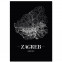 Zagreb Stadtposter Bilderrahmen mit Straßennetz