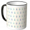 JUNIWORDS Tasse blaue Anker auf weißem Hintergrund