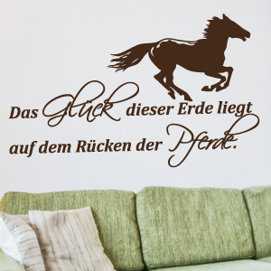 Wandtattoo Spruch "Das Glück dieser Erde..." Pferde Pony Wandsticker