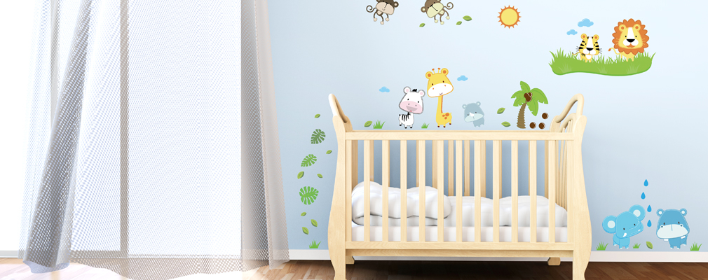 Wandsticker Babyzimmer - Baby Safari Tiere Wandsticker für das Babyzimmer